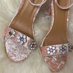 FAUX SUEDE PINK Charon Block Heel Sandals